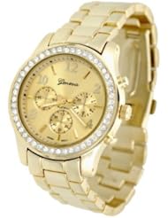 Geneva Platinum Womens CZ Accented Link Watch