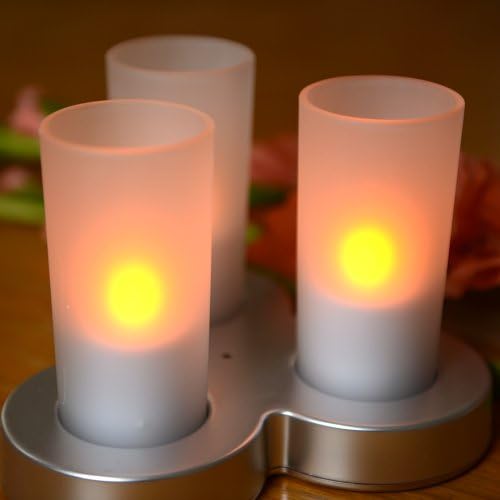 3pc LED Flameless Candle Set Silver Base