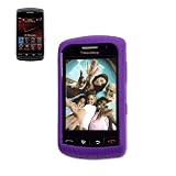 New Fashionable Perfect Fit Soft Silicon Gel Protector Skin Cover (Faceplate/Snap On) Rubber Cell Phone Case with Screen Protector for Blackberry Storm 9530 Verizon - Purple