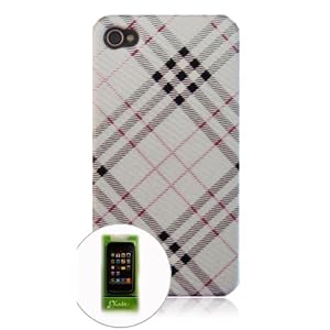 JKase� Tartan Plaid Series Silver Back Hard Protector Cover Case for Apple iPhone 4 / iPhone 4G with FREE S Stand and Connector Protector - [ JKase Retail Packaging]