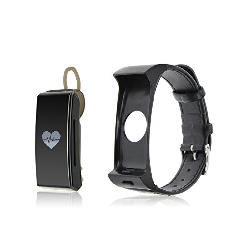 Wemelody® Bluetooth Headset Smartwatch Bracelet Talkband with Heart Rate Monitor for Above iOS 8.0 Android 4.0 Smartphones (Black)