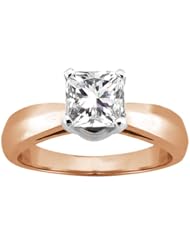 0.90 Ct Princess H/I I1 Diamond 18K Rose Gold Ring