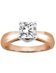 0.90 Ct Princess H/I SI1/SI2 Diamond 18K Rose Gold Ring
