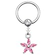 14 Gauge Pink CZ Lily Flower Dangle Captive Ring