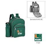 Miami Hurricanes NCAA Sorrento Insulated Picnic Backpack (Hunter Green) (Embroidered Logo)
