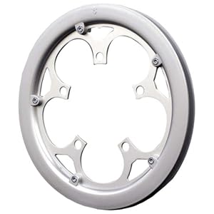 【クリックで詳細表示】スギノテクノ アルミチェーンリング＆ダブル樹脂ガードセット 5アーム用 53T PCD110 ADシルバー