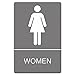Headline Sign - ADA Sign, Women Restroom Symbol w/Tactile Graphic, Molded Plastic, 6 x 9, Gray 4816 (DMi EA