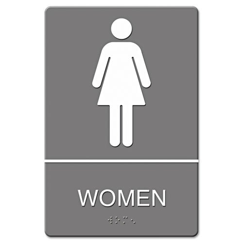 Headline Sign - ADA Sign, Women Restroom Symbol w/Tactile Graphic, Molded Plastic, 6 x 9, Gray 4816 (DMi EA
