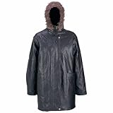 Hand-Sewn Pebble Grain Genuine Leather Ladies' Coat with Faux Fur Hood (Pick a Size=XX Large)
