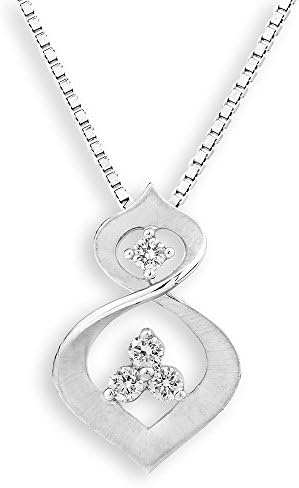 18K/750 White Gold Combination Finished Infinity / Calabash Diamond Pendant W/Silver Chain(0.12ct,G-H Color,SI1-SI2 Clarity)