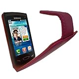 iGadgitz Pink Genuine Leather Case Cover Holder for Samsung Wave 2 S8530 An ....