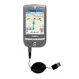 Retractable USB Cable for the Pharos GPS 525 with Power Hot Sync and Charge capabilities - Gomadic Brand w/ TipExchange Technology