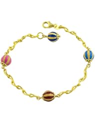 14 Karat Yellow Gold Enamel Bead Bracelet (8 Inch)