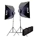 CowboyStudio 2000 Watt Photography and Digital Video Continuous Lighting Kit with Carrying Case - 2 light stands, 2 softboxes, 2 Light Heads, 10 photo bulbs