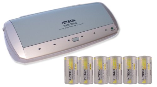 Universal Battery Charger & 6 C Size Rechargeable Batteries