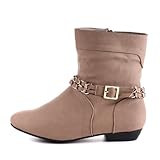 Damen Schuhe, STIEFELETTEN, BOOTS WARM GEFÜTTERT, 8019-PA, Synthetik in hochwertiger Leder Optik, Braun Grau, Gr 38