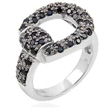 Sterling Silver Bulgari Inspired Black CZ Pave Setting Ring - size 10
