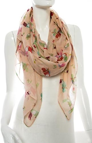 SHOPPOLALA Women's Parrot Print Oblong Scarf O/S Peach