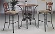 3 PIECE BAR TABLE SET WITH WINE RACK BASE - Bar Table and 2 Bar Chairs