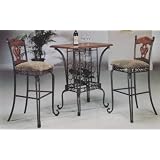 3 PIECE BAR TABLE SET WITH WINE RACK BASE - Bar Table and 2 Bar Chairs by Furniture
