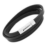 Schwarzes Lederarmband mit Edelstahlverschluss LB0014