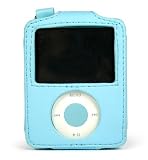  : Apple 3rd Generation iPod Nano 4gb 8gb Video Premium Leather Flip Carrying Case with Belt Clip And Bundle with 3 Piece Shield Protector - Available in 5 Colors (VER2.0-BLUE) (MP3 Player NOT Included)