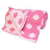 ChunkyChenillePolkaDotBabyBlanket(Bubblegum/White)