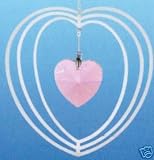 Swarovski Crystal Pink Heart Feng Shui Chrome Ornament