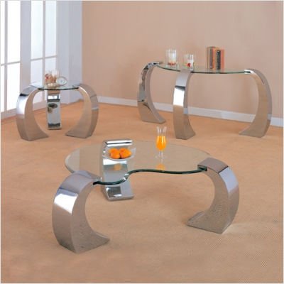 Clayton Bevelled Kidney Occasional Coffee Table Set in Chrome Clayton Bevelled Kidney Occasional Coffee Table Set in Chrome