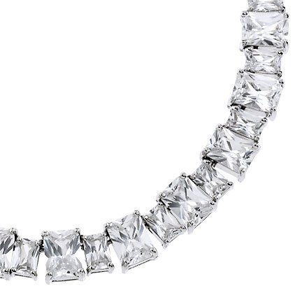 Buy Baguette cubic zirconia cz diamond tennis necklace