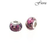 Fuchsia Masquerade Murano Glass Bead- Fiora Italian Charms