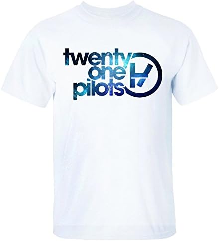 KIEE Men's Twenty One Pilots Logo Galaxy Design Short Sleeve T-shirts white XXL