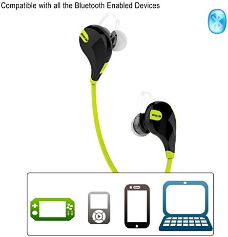 Sports Bluetooth Earphones, GeekBok QCY Qy7 Stereo Bluetooth 4.1 Wireless Headphone Sweatproof Earplug Headset with Microphone for Running Gym Exercise Fit iPhone Samsung Galaxy LG HTC and Other Bluetooth Smartphones Devices