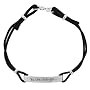 Sterling Silver "Be The Change You Wish To See in the World" Bracelet on Black Cord, 7.5"