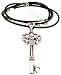 Solid Pewter Fleur De Lis Key Pendant Cord Necklace