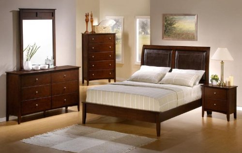 Tamara II Platform 4PC California King Size Bedroom Group in Natural Walnut Finish!