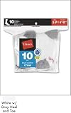 10-Pack Hanes Boys Red Label Cushion Crew 10 pr 421/10, White w/ Grey Heel and Toe, Medium