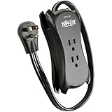 Tripp Lite 3 Outlet Portable Surge Protector with 2 USB Charging Ports (2.1A total) 18in Cord Right Angle Plug (TRAVELER3USB)