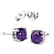 2.00 Carat Total Weight Sterling Silver Amethyst Colored Round Cz Stud Earrings- February Birthstone by Proudly Made in U.S.A California