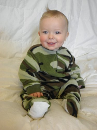 Little Boys Infant Toddler Green Camo Fleece Footed Pajamas Onesie Sleeper 12M - 4T