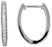 14k White Gold / Diamond Huggie Earrings 7/16 X 1/2 (16 mm)