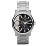 Fossil Men's ME1097 Stainless Steel Bracelet Textured Black Cutaway Dial Chronograph Watch