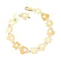 14K Yellow Gold Alternate '' Hearts and Flower '' Bracelet