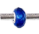 Pandora Style Charm Bead (Z91) Faceted Murano Lampwork Glass (14mm x 10mm) (fits Troll too)