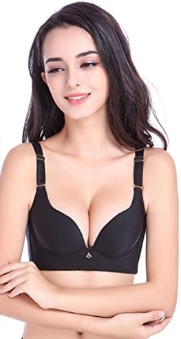KOMTOP Sexy Lingerie Seamless adjustable sexy bra no rims a comfortable (38A, black)