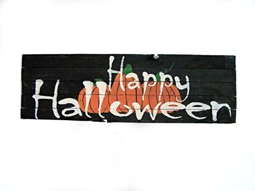 Ready to Ship 8 x 27 Inch Handmade Rustic Happy Halloween with Pumpkins on Genuinely Aged Reclaimed Barn Wood