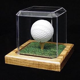 Golf Ball or Tennis Ball Display Case with Wood Base and Tee