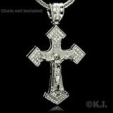 Men's Platinum Style CZ Contemporary Religious Crucifix Cross Pendant Jewelry