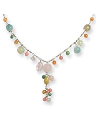 Sterling Silver Jade/Aventurine/Multicolored Quartz Necklace