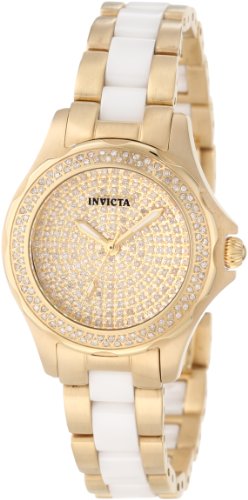 Invicta Women's 1783 Angel Diamond Pave Dial 18K Gold Ion-Plated Stainless Steel Watch